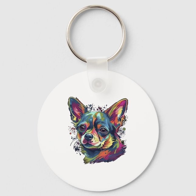 Chihuahua  Abstract Painting  Colour  Cute Dog     Key Ring (Front)