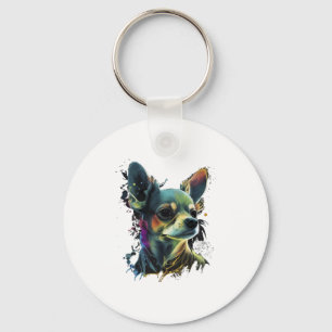 Chihuahua  Abstract Painting  Colour  Cute Dog     Key Ring