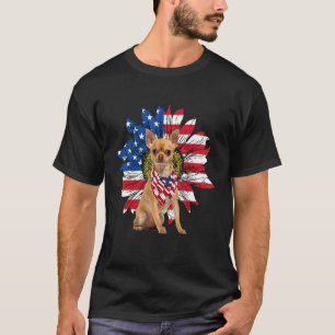 Chihuahua American Flag Sunflower Dog Lovers 4th O T-Shirt