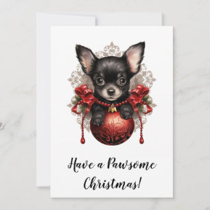 Chihuahua and Bauble Christmas Card