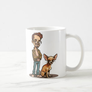 Chihuahua and Man in Jacket Cartoon Mug