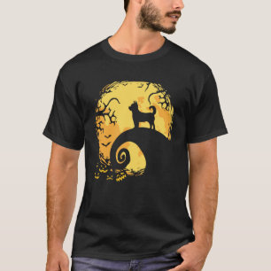 Chihuahua and Moon Silhouette Dog  Halloween T-Shirt