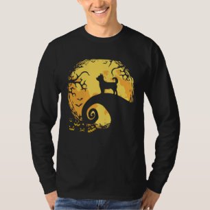 Chihuahua and Moon Silhouette Dog  Halloween T-Shirt