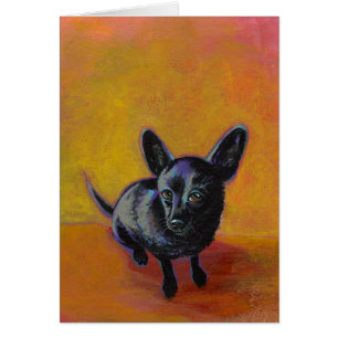Chihuahua art cute black dog original painting