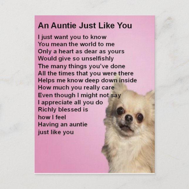 Chihuahua  Auntie Poem Postcard (Front)