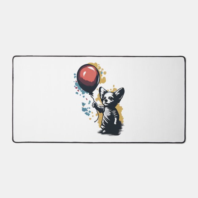 Chihuahua  Balloon  Cute Dog  Chiwawa  Funny    Desk Mat (Front)