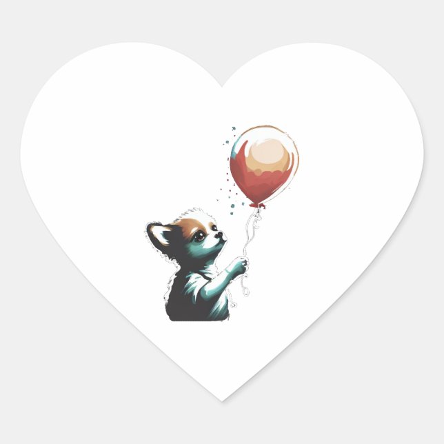 Chihuahua  Balloon  Cute Dog  Chiwawa  Funny Heart Sticker (Front)