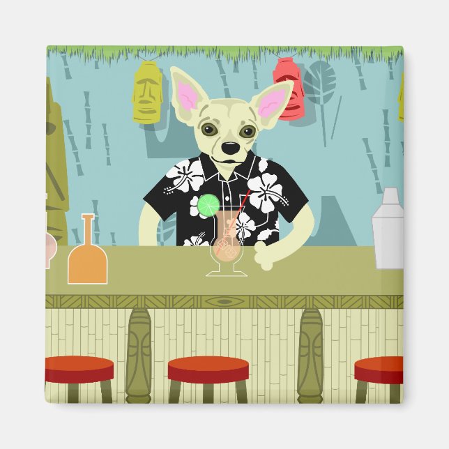 Chihuahua Bamboo Tiki Bar Magnet (Front)