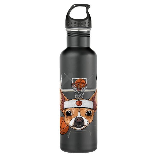 Chihuahua Basketball Dog Lovers Basketball Player  710 Ml Water Bottle (Front)