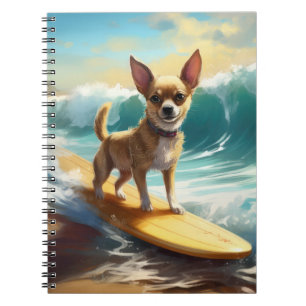 Chihuahua Beach Surfing Painting Notebook