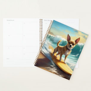 Chihuahua Beach Surfing Painting Planner