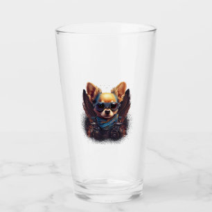 Chihuahua Biker Motorcyle Riding Dog Dad Glass