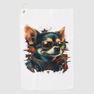 Chihuahua  Biker  Motorcyle  Riding  Dog  Dad  Golf Towel