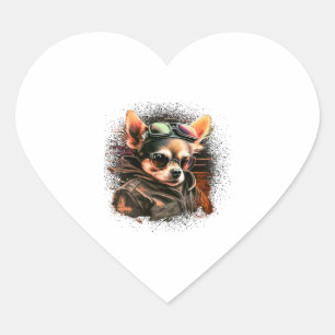 Chihuahua  Biker  Motorcyle  Riding  Dog  Dad Heart Sticker