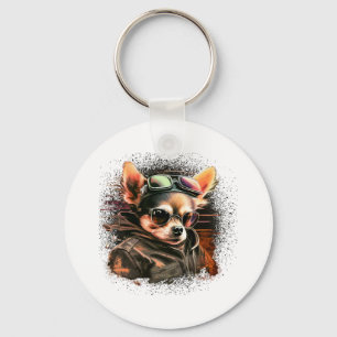 Chihuahua  Biker  Motorcyle  Riding  Dog  Dad Key Ring