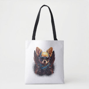 Chihuahua Biker Motorcyle Riding Dog Dad Tote Bag