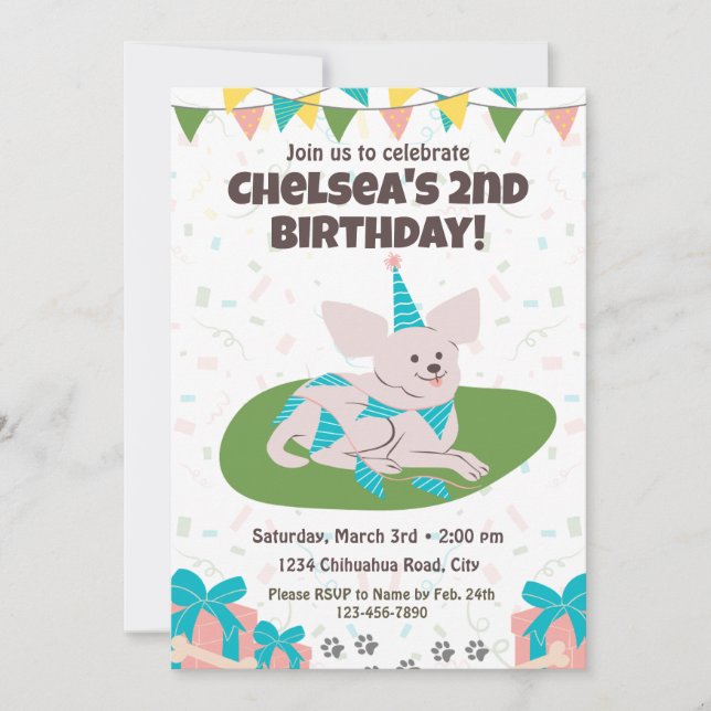 Chihuahua Birthday Invitation (Front)