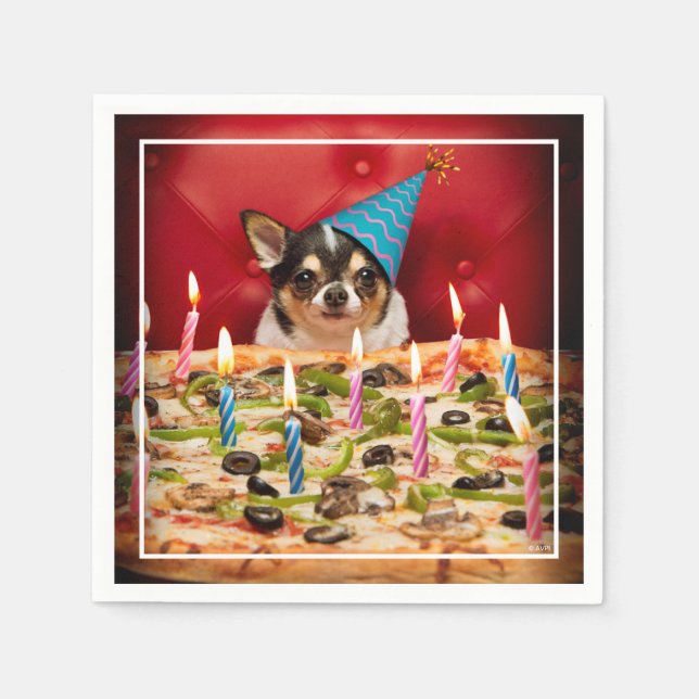 Chihuahua Birthday Pizza Pie Napkin (Front)