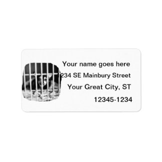chihuahua Black and White Behind cage Bars Label