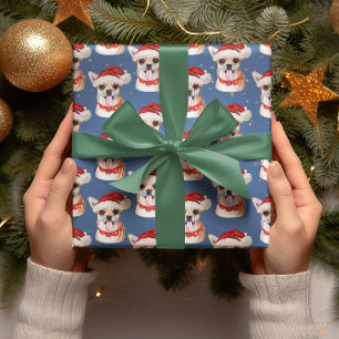 Chihuahua Blue Christmas Watercolor Dog Breeds Wrapping Paper