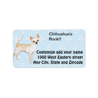 Chihuahua ~ Blue w/ White Diamonds Design Label