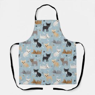 Chihuahua Bones and Paws Blue Apron