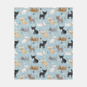 Chihuahua Bones and Paws Blue Fleece Blanket