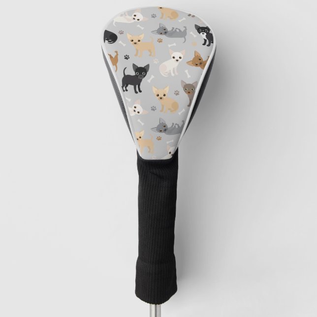 Chihuahua Bones and Paws Golf Head Cover (Front)
