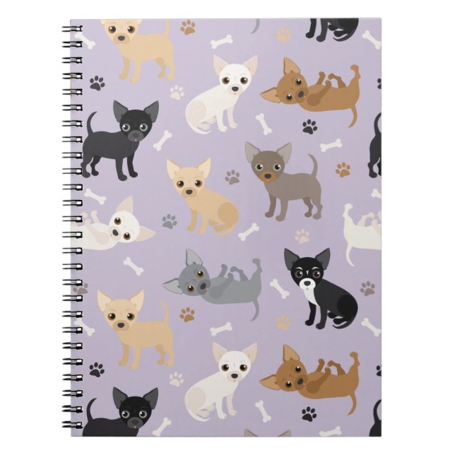 Chihuahua Bones and Paws Purple Notebook (Front)