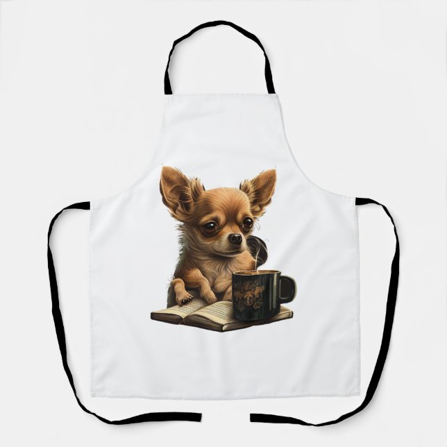 Chihuahua  Book  Coffee  Tea  Reading  Apron (Front)