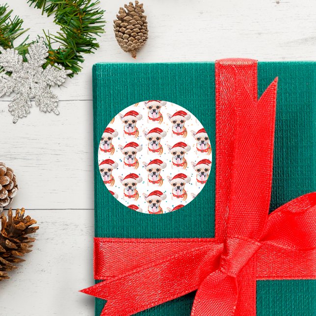 Chihuahua Breed Watercolor Dog Pattern Christmas Classic Round Sticker (Creator Uploaded)