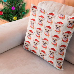 Chihuahua Breed Watercolor Dog Pattern Christmas Cushion