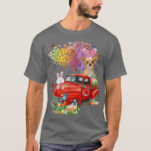 Chihuahua Bunny Truck Hunting Eggs Tree Easter Day T-Shirt