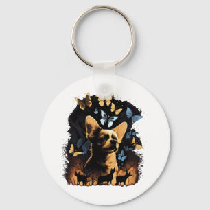 Chihuahua Butterfly Cute Dog Nature Women Key Ring