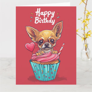Chihuahua Cartoon Anime Cupcake Paws Card