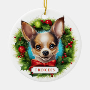 Chihuahua Ceramic Circle Ornament