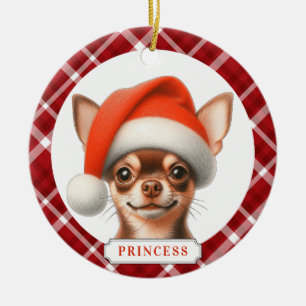Chihuahua Ceramic Circle Ornament