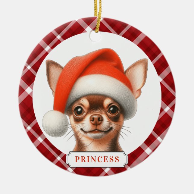 Chihuahua Ceramic Circle Ornament (Front)