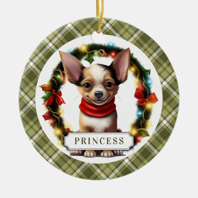 Chihuahua Ceramic Circle Ornament (Front)