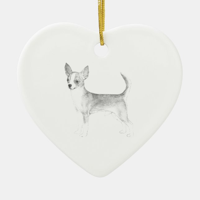 Chihuahua Ceramic Tree Decoration (Front)