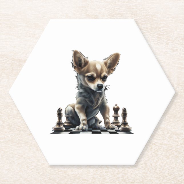 Chihuahua  Chess  Chess Player  Board  Queen   Paper Coaster (Front)