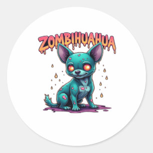 Chihuahua Chi Chichi Chiwawa Zombie Dog Halloween  Classic Round Sticker