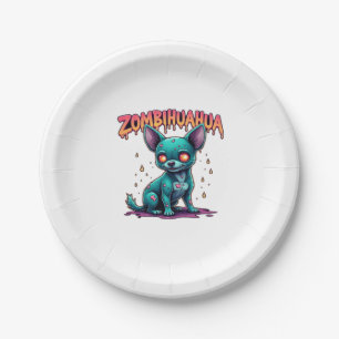 Chihuahua Chi Chichi Chiwawa Zombie Dog Halloween  Paper Plate