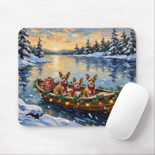 Chihuahua Christmas Boat Holiday Mouse Pad
