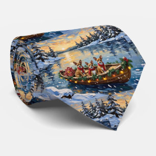 Chihuahua Christmas Boat Holiday Tie