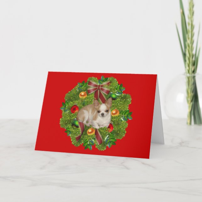 Chihuahua Christmas Card Wreath (Front)