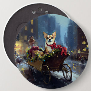 chihuahua Christmas Festive Season 6 Cm Round Badge