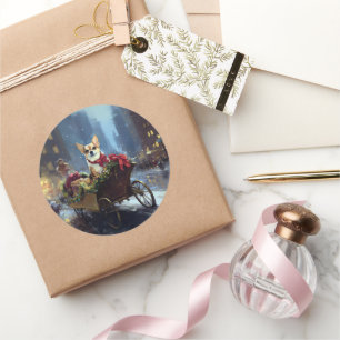 chihuahua Christmas Festive Season Classic Round Sticker