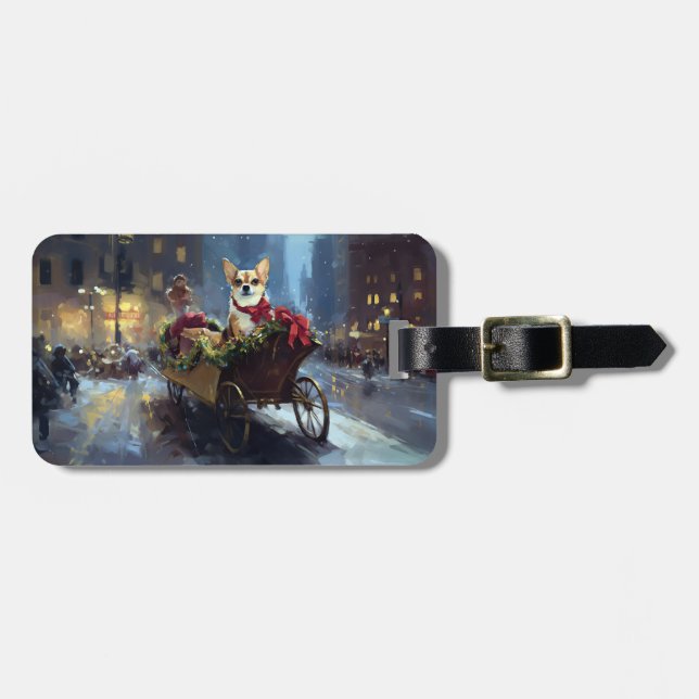chihuahua Christmas Festive Season Luggage Tag (Front Horizontal)