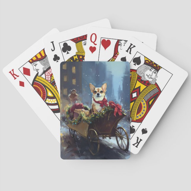 chihuahua Christmas Festive Season Playing Cards (Back)